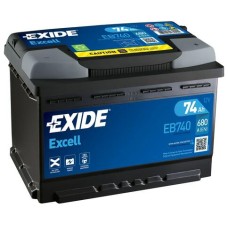 EB740 Acumulator EXIDE 12V 74Ah/680A EXCELL (R+ en) 278x175x190 B13 (pornire)